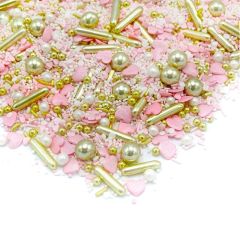 Sprinkles rosas, blancos y dorados 90 gr - Happy Sprinkles