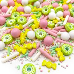 Sprinkles verdes, amarillos, blancos y rosas Donut Worry 90 g - Happy Sprinkles