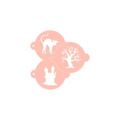 Stencils de gato, castillo y árbol 9 cm (3) - TodoStencil