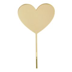 Topper corazón acrílico dorado efecto espejo 8,5 cm