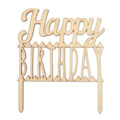 Topper de madera Happy Birthday - ScrapCooking