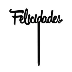 Topper felicidades negro 14 cm - Dekora