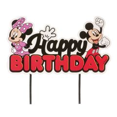 Topper Happy Birthday Mickey y Minnie 17,5 cm - Dekora