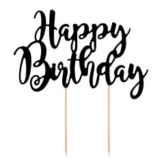 Topper Happy Birthday negro 20 cm - PartyDeco