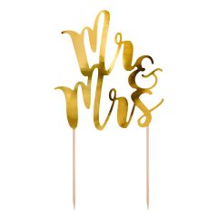 Topper Mr&Mrs dorado 25,5 cm - PartyDeco