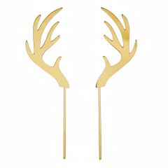 Toppers para tartas dorados cuernos de reno Navidad 11 cm (2)