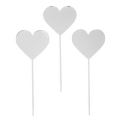 Toppers para tartas plateados Corazones 6 cm (3)