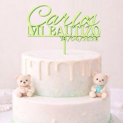 Topper personalizado Mi Bautizo nombre y fecha