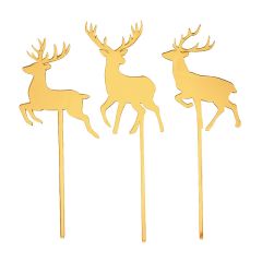 Toppers para tartas dorados renos Navidad 6 cm (3)