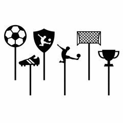Toppers para cupcakes negros de fútbol 4 cm (6)