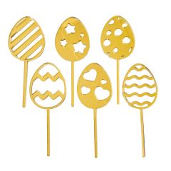 Toppers para cupcakes dorados huevos de Pascua 5 cm (6)