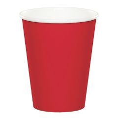 Vasos de papel rojos 250 ml (8) - Conver Party