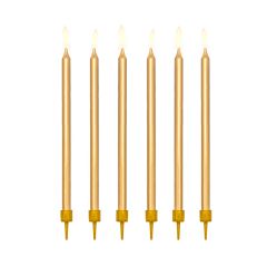 Velas largas doradas (12) - PartyDeco