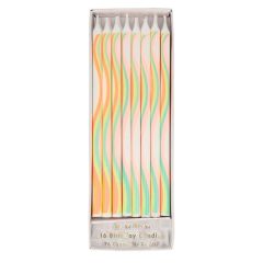 Velas largas blancas con ondas de colores (16) - Meri Meri